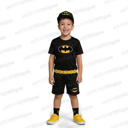 2026 New Casual Summer Kids Boys DC Superhero Batman Superman Flash Graphic Short Sleeve T-Shirt Shorts Outfit Set
