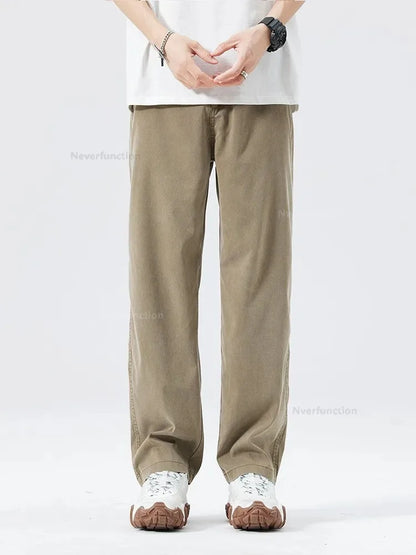 Ultra Thin Baggy Jeans Men's Summer New in Lyocell Soft Breathable Straight Trousers Elastic Waist Casual Blue Gray Wide Pants