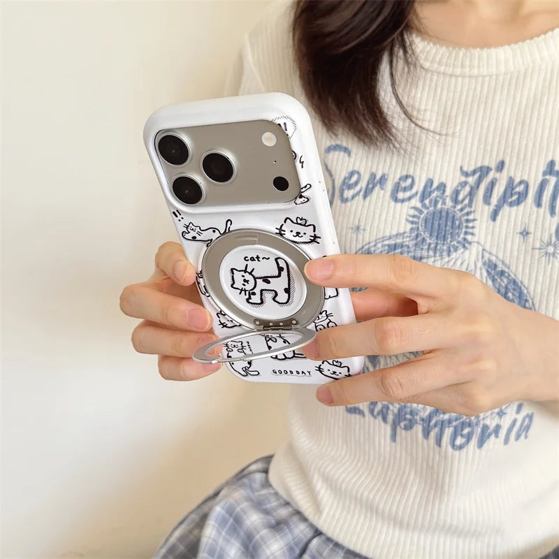 Pink Polka Dot Bow Phone Case For iPhone 17 16 15 Pro Max Cute Soft Shockproof Cover With 360°  Ring Stand Camera Protect