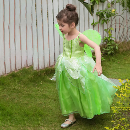 Girls Tinkerbell Fairy Dresses LED Light Up for Girls Costume Kids Cosplay Flower Fairy Princess Clothes Christmas Party Outfit