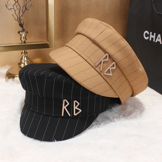 Brand Designer New Winter Embroidery Letter Baker Boy Straw Caps Purple Newsboy Caps Thick Warm Flat Cap Chapeau Homme