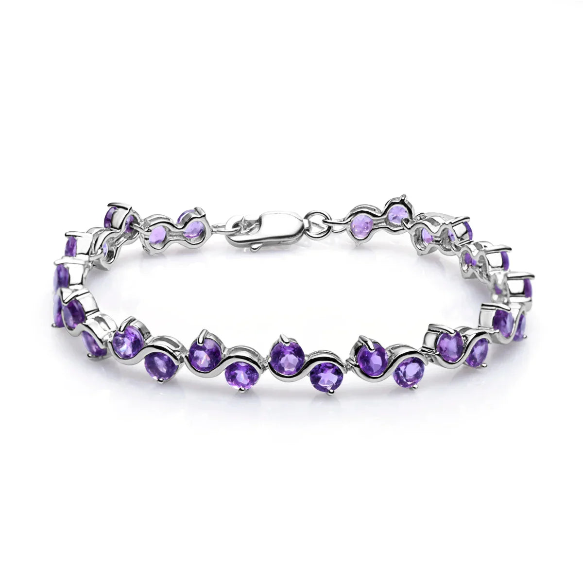 Natural Garnet Citrine Smoky Quartz Tennis Bracelet 925 Sterling Silver Gemstone Bracelet Fine Jewelry For Women