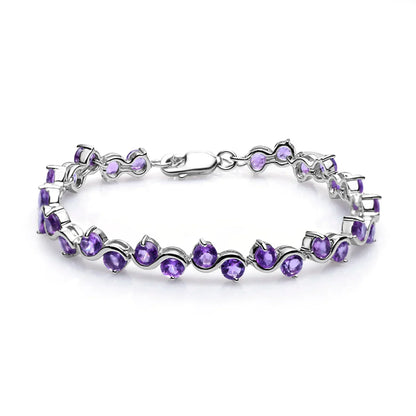 Natural Garnet Citrine Smoky Quartz Tennis Bracelet 925 Sterling Silver Gemstone Bracelet Fine Jewelry For Women