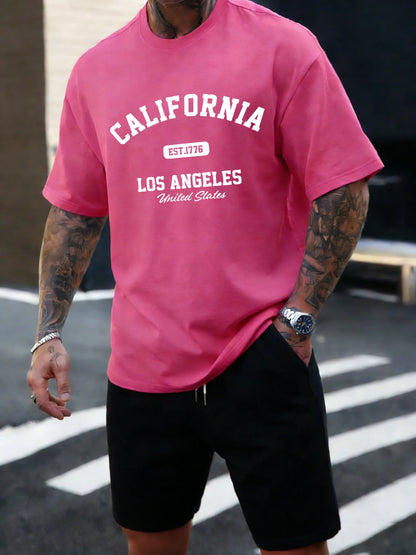 California Los Angeles Est 1776 Men T Shirts Retro Fashion Soft Short Sleeve Summer Comfortable T-Shirt Unisex Cotton Loose Top
