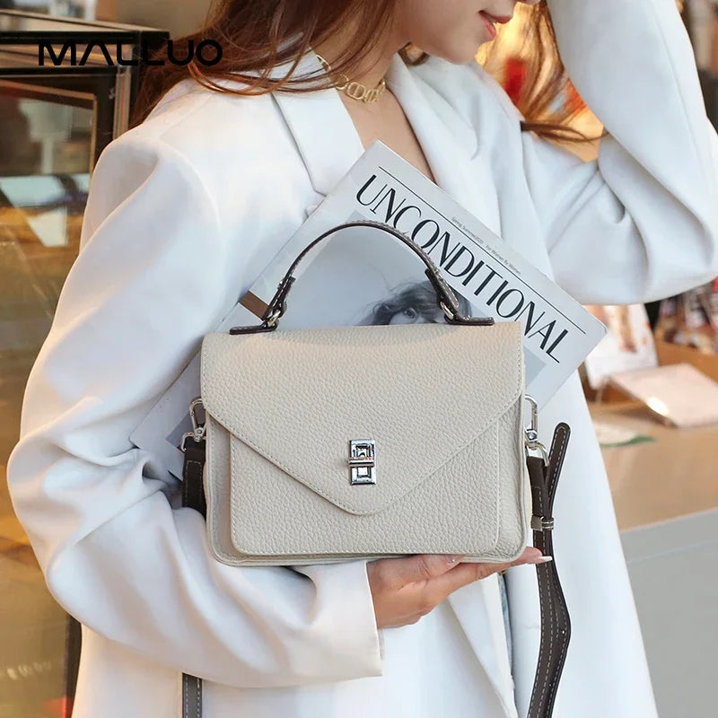 Women Natural Cow Genuine Leather Shoulder Bag Female Large Capacity Casual Crossbody Bag Lady Cowhide Fashion Commuting Handbag