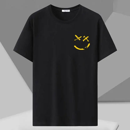 MenT Shirts Printed Tee Plus Size 110-180kg 5XL 6XL 7XL Black T-shirt Round Neck Short Sleeve Oversized Tops Big Men Clothing