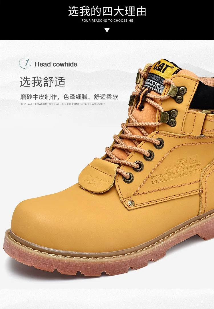 Genuine Leather Mens Women Winter Ankle Military Treking Snow Yellow Tactical Boots Outdoor for Men Work Shoes Sneakers