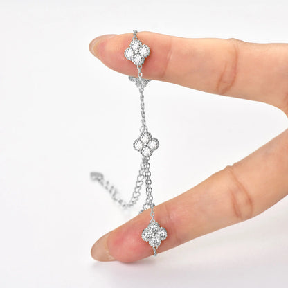 3mm Certified Moissanite Pendant Necklace for Women Classic Clover Flower Neck Chain 100% Pure 925 Silver Chain Charm