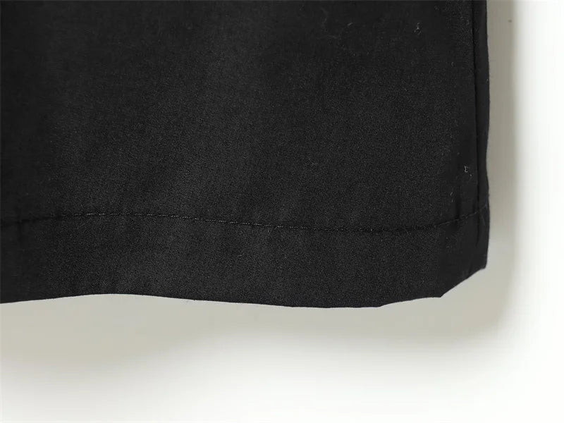 Women's Dress 2026 Spring New Black Short-Sleeve Pleated Decorative A-Line Long Dress Elegant and Simple Fashionable