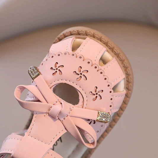 Baby Girl Sandals Summer New Breathable Fashion Princess Shoes with Bow Soft Sole Infant Toddler First Walkers 0-3 Years