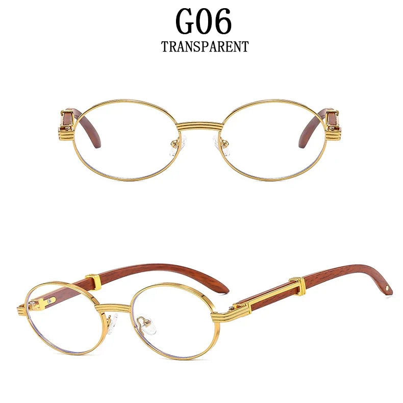 Oval Sunglasses Women 2024 Trendy Designer Wooden Sunglasses Men Luxury Fashion Glasses Vintage Lentes De Sol Mujer Zonnebril