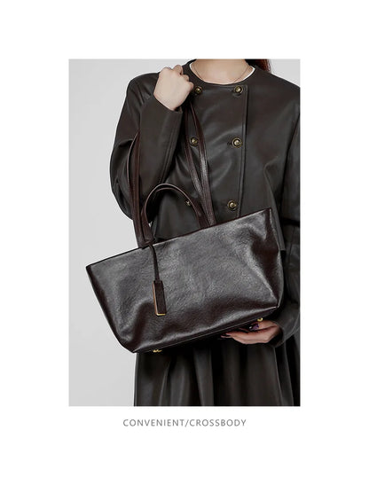 Luxury Women's Shoulder Bag Soft Leather Large Capacity Square Fashion Tote Bag Korean Fashionable Handbag Shopping Underarm Bag
