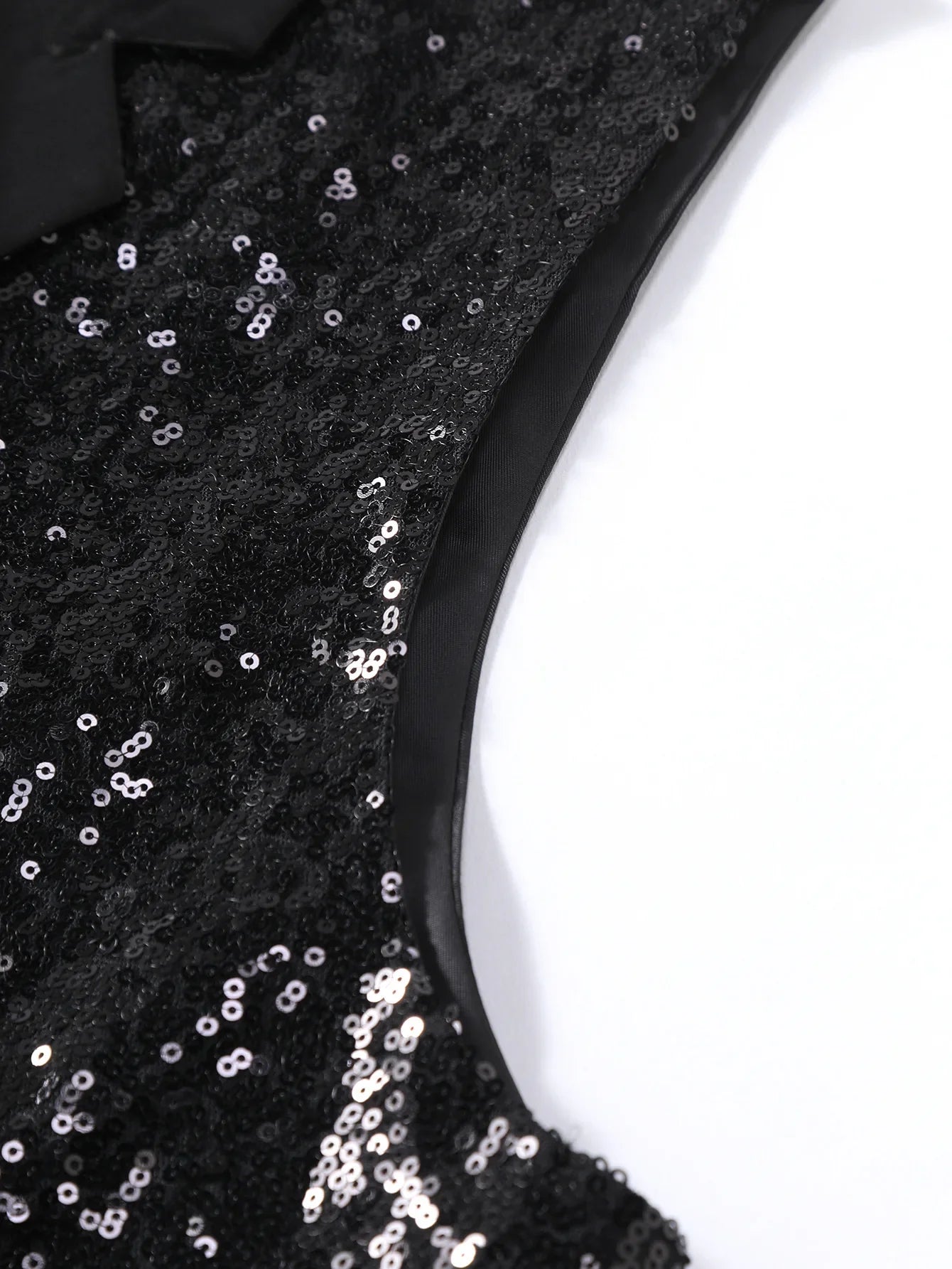 2026 New Black Men's Shiny Sequin Suit Collar Sleeveless Vest, Wedding/Party/Stage Performance, Gold or Silver Optional