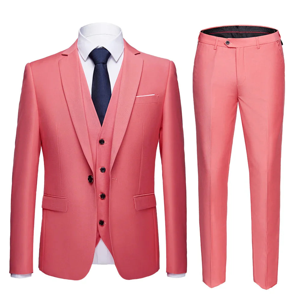 2026 New Men's Suit 3-Pieces Set (Jacket+Pants+Vest) Wedding/Party/Office Coat and Vests Trousers, Asian Sizes M-5XL 6XL.