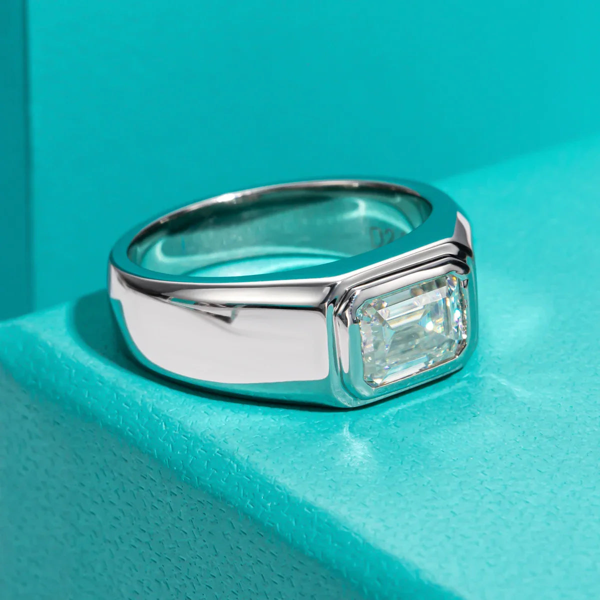 2ct D Color Emerald  Moissanite Men Ring 925 Sterling Silver 18K Gold Plated Engagement Rings For Man Jewelry Wholesale