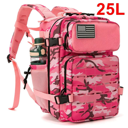 25L Tactical Backpack Outdoor Bag Fitness Backpack MOLLE Backpack Women's/Men's Hiking Survival Backpack Men's Dual Cup Holder