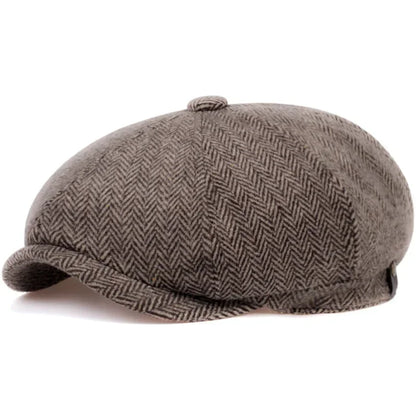 High Quality Winter Retro British Style Newsboy Cap Men Vintage Luxury Unisex New Octagonal Flat Cap Cotton Ascot Caps Beanie