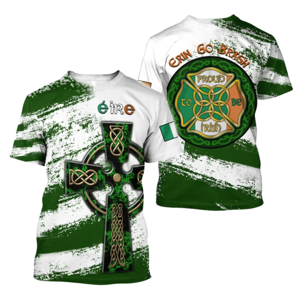 2023 Summer New Printed Irish Celtic Men's and Women's T-shirt, Custom Name Short Sleeve Unisex Shirt, Harajuku Large Casual Sty