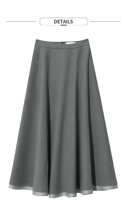 Elegant Skirts For Woman 2025 Winter New Commuter Style A-Line Mid-Calf Skirt Loose Solid Versatile Woman Clothes 12544126