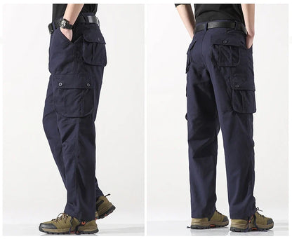 Male Cargo Pants Tactical Cotton Overalls Outdoor Utility Work Trousers Relaxed Fit Big Size Hombre Clothing