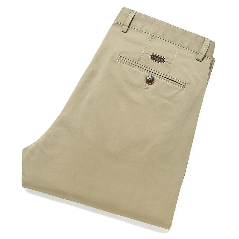 97% Cotton Casual Pants Mens Spring Summer  Clothing Straight Green Black Khaki Trousers Male Brand Bulk Clothing Wholesale