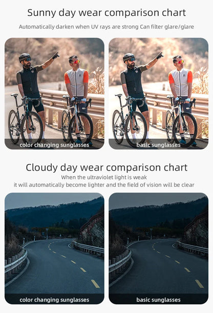Sunglasses Polarized Cycling Glasses Electronic Color Change Glasses UV400 Safety Bike Bicycle Eyewear Sports Goggles