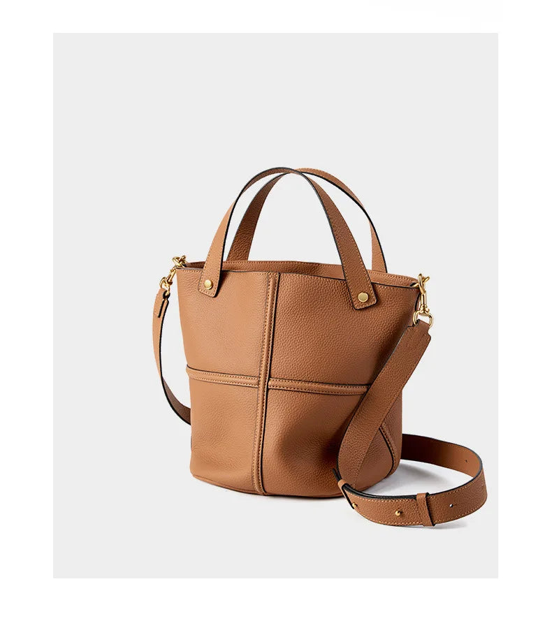 Women Bucket shoulder bag brand design Cowhide ladies handbags and purses genuine leather Tote Bags female messenger Bag Bolsas