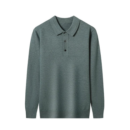 Fashion Autumn And Winter New Cashmere Sweater Men's High Quality Pullover Casual Loose POLO Knitted Bottom Shirt Jacket Shirt