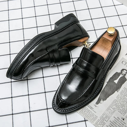 Premium Silver Business Shoes Men's Oxford Shoes Leather Brand Loafers Slip on High Quality Wedding Loafers Soft Sole Dress Shoe