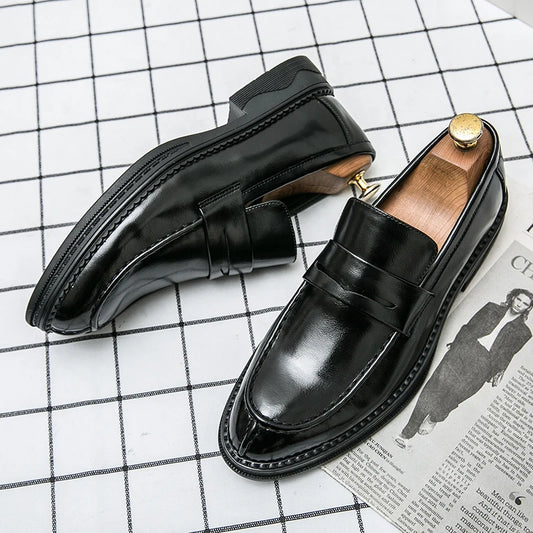 Premium Silver Business Shoes Men's Oxford Shoes Leather Brand Loafers Slip on High Quality Wedding Loafers Soft Sole Dress Shoe