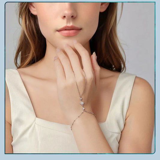 Bracelet de main étoile en argent sterling 925 avec zircons, bague délicate, ensemble de bracelets pour femmes, bijoux de corps réglables d'été