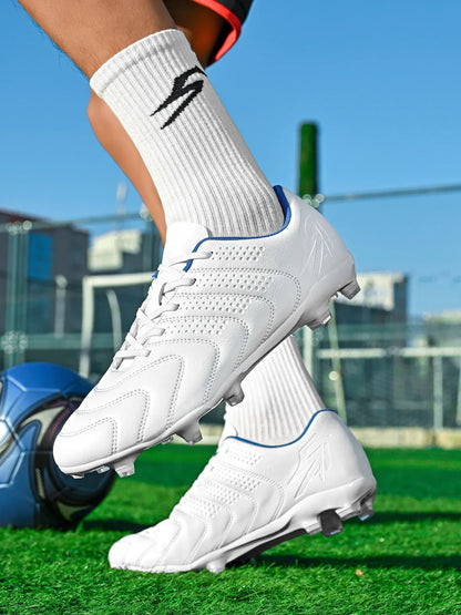 AG/FG Soccer Boots Unisex Youth Adult PU Fabric Upper TPU Sole Non-Slip Wear-Resistant Outdoor Sports Pitch