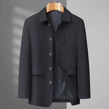Men's Turn-down Collar Button Jacket Business Casual Outerwear for Male
