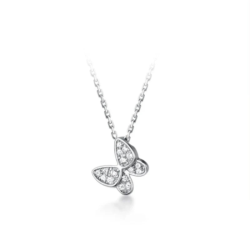 2025 New 925 Sterling Silver Sparkling Zircon Dancing Butterfly Tiny Mini Pendant for Women Fine Jewelry Birthday Gift