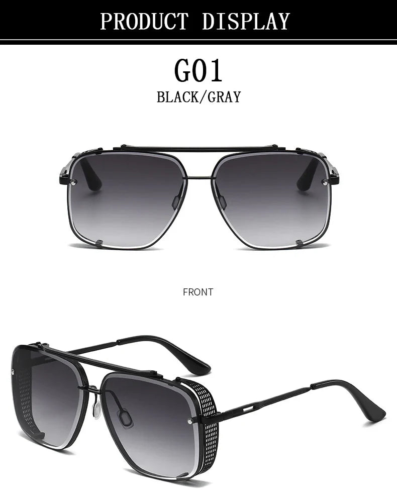 Vintage Steampunk Sunglasses Men Punk Oversized  Sunglasses Women Trendy Retro Square Gafas De Sol Hombre Lunette Soleil Femme