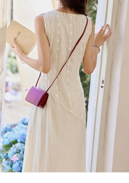 Asymmetric Lace Fishtail Dress 2026 Summer Flower Embroidery Sleeveless Elegant Dress Round Neck Long Dresses MXE35L2301