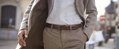 Leather Braided Belts for Mens Casual Woven Leather Belt for Dress Pants