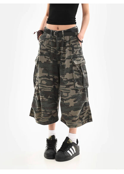 Summer Women Tomboy Camouflage Japanese Abi Jorts Jean Y2K 2000s Aesthetic Capri Pants Harajuku Denim High Street Goblin Core