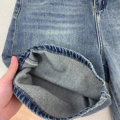 Spring Summer Women Casual Denim Shorts Fashion Female Wide Leg Short Jeans Knee Lenght Denim Pant Women High Waist Shorts Girls