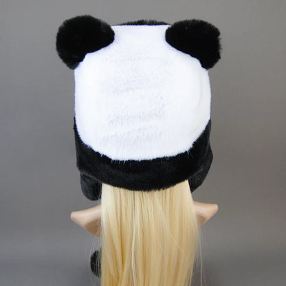 Hot Sale New Women False Rex  Rabbit False Fur Hat Winter Warm Fur Hat Black and White Panda Cute Color Artificial Hat