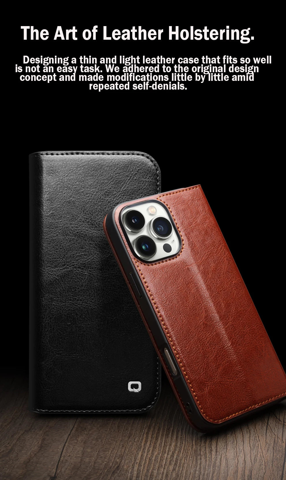 Genuine Leather Flip Case for iPhone16 Pro Max Handmade Cover with Card Slots for iPhone 16 Pro Max/16 15 14 13 12 11Pro