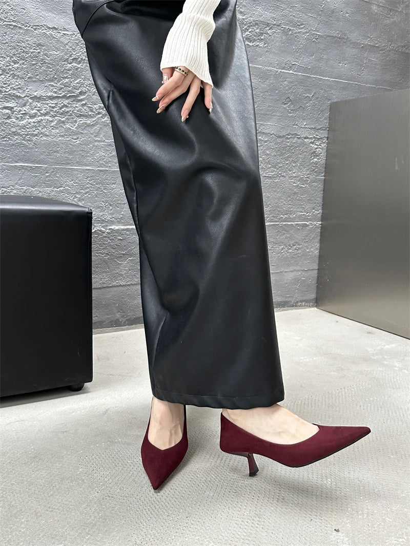 2024 Autumn Pointed Toe Women Sexy Shallow Slip On Pumps Shoes Fashion Thin High Heel Ladies Elegant Dress Shoes Mujer