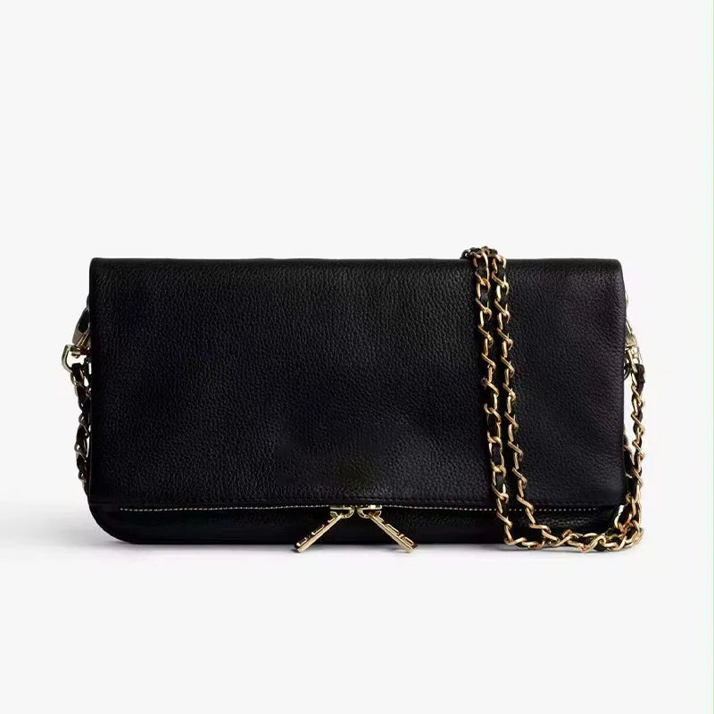 Luxury Design Bag for Women Fashionable Black Leather Ladies Crossbody Bag 2026 New Style Retro Single Shoulder Envelope Bag