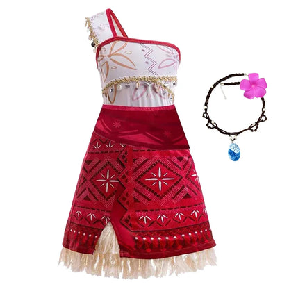 Girls New Movie Moana 2 Dress Halloween Party Adventure Costume Girl Princess Fancy Clothes Children Vaiana Pua Pig Outfit