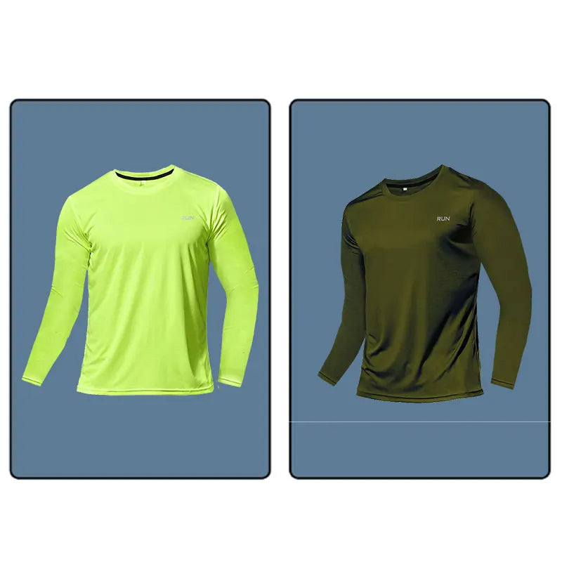 Men Long Sleeve Sport T-shirt Quick Dry Running Shirt Breathable Anti-sweat Top Gym T Shirt Men Fitness Gym Clothing Men 2023