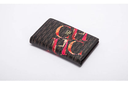 Women's Wallet CHCH Fashion Letter Cartoon Pattern Classic Retro Long Storage Wallet PVC Material Bag