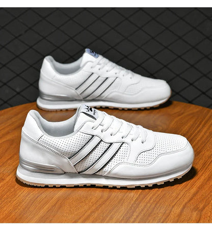 High Quality Men's Vulcanized Sneakers Leather Casual Shoes Breathable Mesh Men Tennis Shoes Male Flat Shoe Zapatillas Hombre