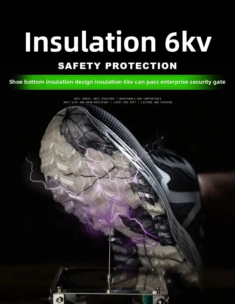Fashion Insulation 6KV Plastic Toe Cap Labor Protection Shoes Anti Nail Indestructible Work Safety Boots Sneakers Male Footwear