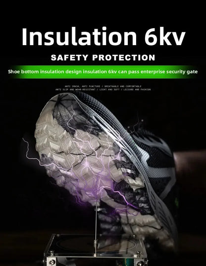 Fashion Insulation 6KV Plastic Toe Cap Labor Protection Shoes Anti Nail Indestructible Work Safety Boots Sneakers Male Footwear