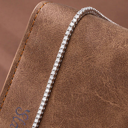 ‌Genuine S925 Sterling Silver 0.03ct (2mm) Moissanite Tennis Bracelet for Women, Sparkling Luxury for Formal & Daily Occasions